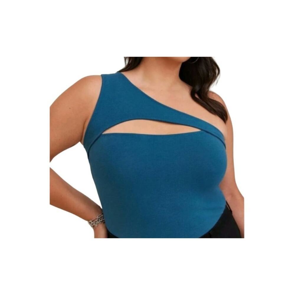 TORRID Foxy Cutout One Shoulder NecklineTeal Blue Top‎ Sz 5X